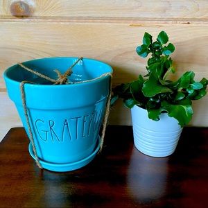Large Teal “Grateful” Planter - U-16